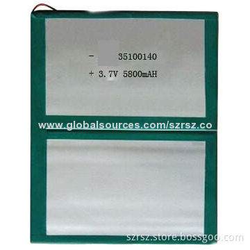 Lithium Polymer Battery Pack with 3.7V, 5,800mAh Capacity